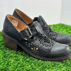 JOHN FLUEVOG Adriana Roxanna Black Leather‎ Ankle Boots Adj Strap Sz 6 Western